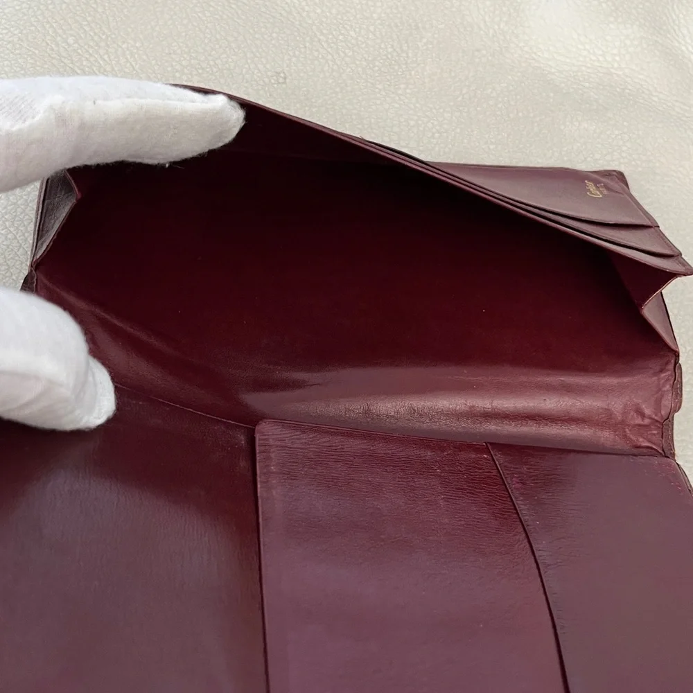 Cartier Burgundy Leather Bifold Wallet/Organizer
